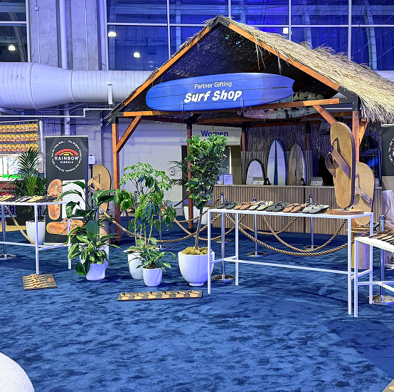 Partner gifting surf shop activation designed for an event